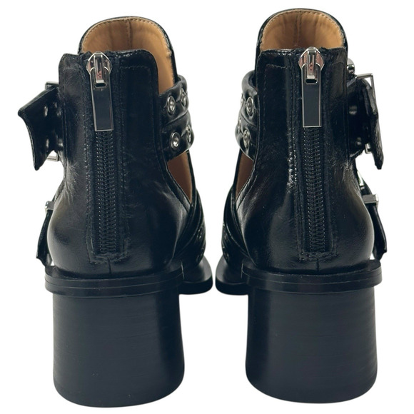 Steve Madden Grazia Pointed Toe Moto Bootie Black Leather Womens 6M New $150 - Picture 3 of 12